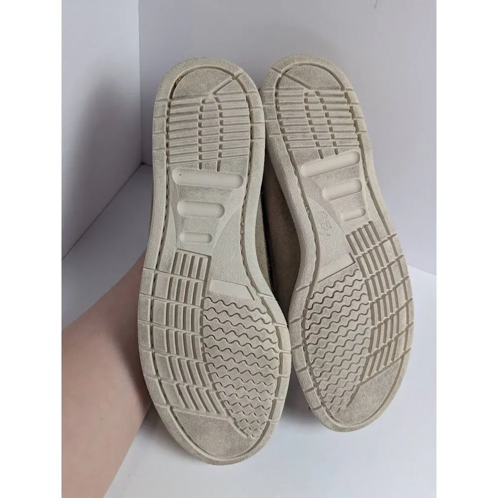Brooks Brothers Beige Ecru suede leather boat shoes slip on loafers mens 6
